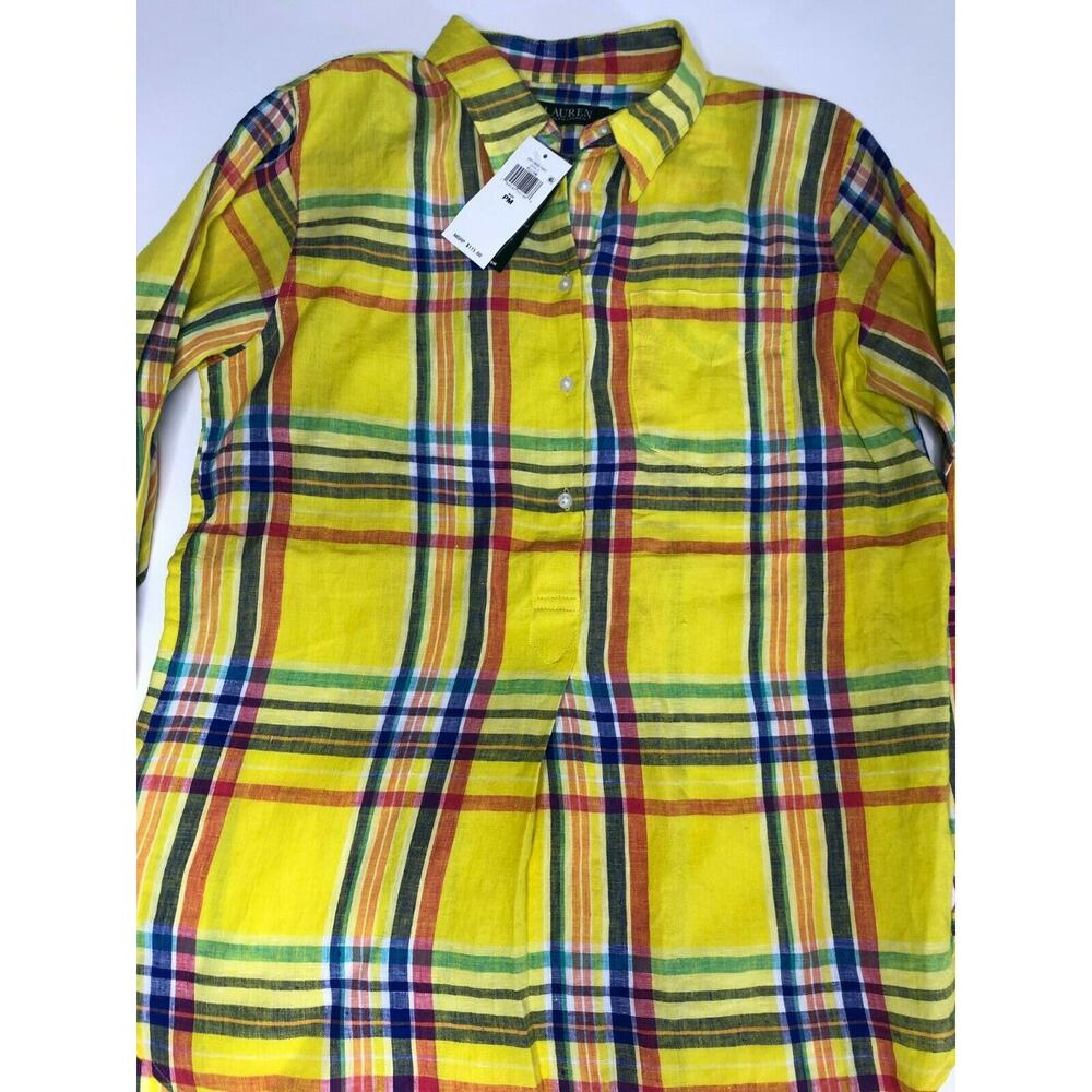 Lauren Ralph Lauren Women's shirt long sleeve 201786821001 Yellow Size PM - Picture 9 of 12